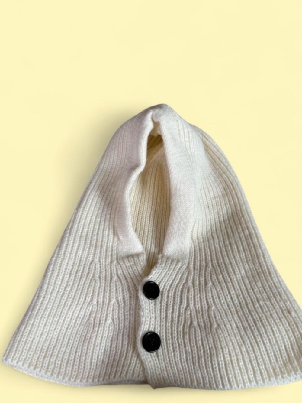 Francesca's Cream Ribbed Knit Hooded Scarf